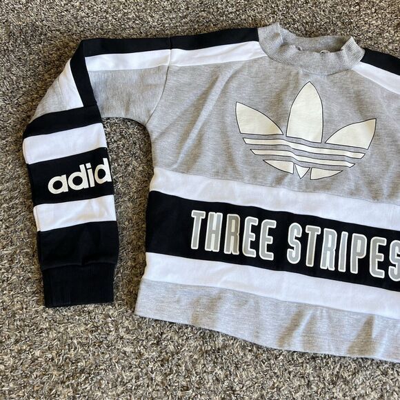 Adidas Originals 80s Moto Cropped Sweatshirt Three Stripes Crewneck S Logo NEW - Picture 5 of 8